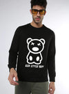 Manlino Graphics Mens Black Round Neck Regular Graphic Printed Sweatshirt