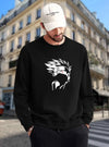 Manlino Unknown Mens Black Round Neck Regular Graphic Printed Sweatshirt