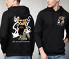 Manlino Tall Mens Black Regular Fit Hooded Neck Graphic Printed Hoody