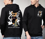 Manlino Tall Mens Black Regular Fit Hooded Neck Graphic Printed Hoody