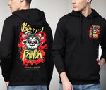 Manlino Blacked Mens Black Regular Fit Hooded Neck Graphic Printed Hoody