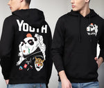 Manlino Tempted Mens Black Regular Fit Hooded Neck Graphic Printed Hoody