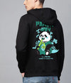 Manlino Platero Mens Black Regular Fit Hooded Neck Graphic Printed Hoody