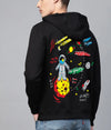 Manlino Ware Mens Black Regular Fit Hooded Neck Graphic Printed Hoody