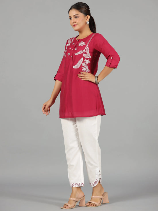 Women Embroidered Standard Pink Jumpsuits & Sets