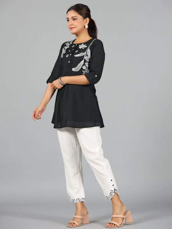 Women Embroidered Standard Black Jumpsuits & Sets