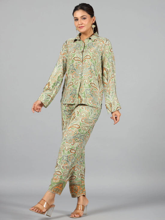 Women Printed Standard Green Jumpsuits & Sets