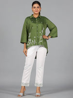 Women Embroidered Standard Green Jumpsuits & Sets