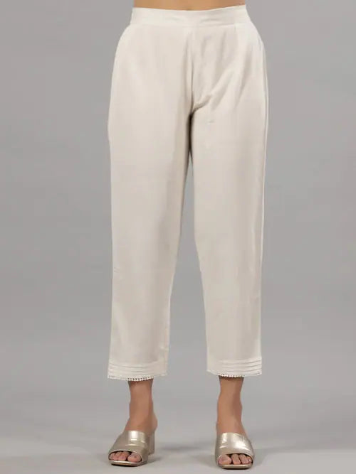 Juniper Woemen Natural Rayon Flex Solid Pants