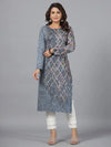 Juniper Women Blue Printed Polyester Kurta