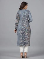 Juniper Women Blue Printed Polyester Kurta