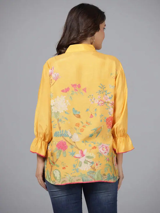 Juniper Women Yellow Muslin Printed Tunic