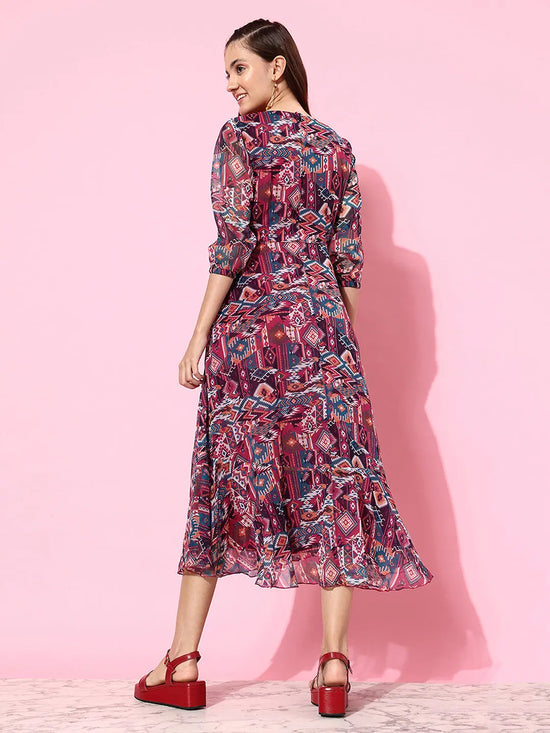 Shot In The Dark Printed Asymmetric Dress Multicolored