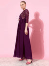 Catch The Rhythm Lace Overlaid Maxi Dress Dark Purple