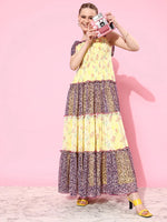 New To It Printed Tiered Maxi Dress Multicolored