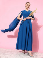 Riding Through The City Long Sleeved Maxi Dress Royal Blue