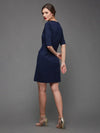 Easygoing Expressions Drawstring Zipper Dress Navy Blue