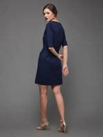 Easygoing Expressions Drawstring Zipper Dress Navy Blue