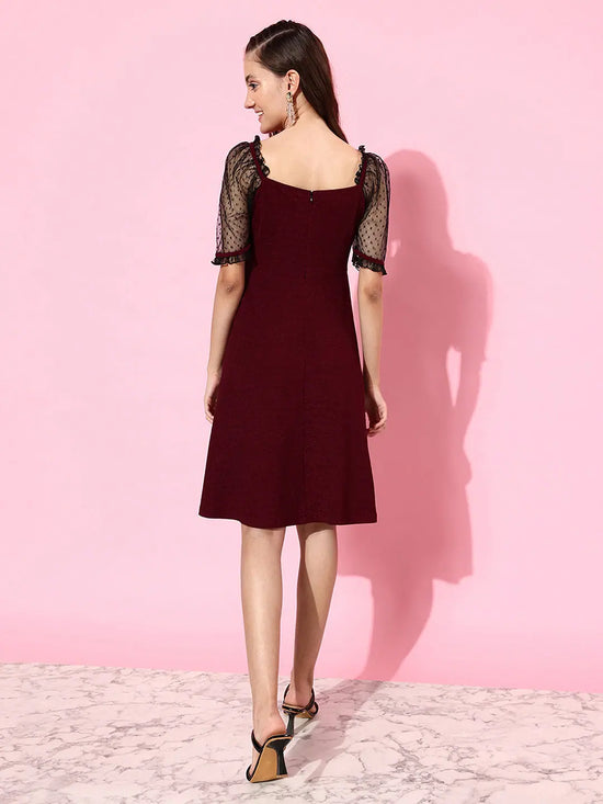 Sick Of This City Midi Dress Maroon & Black