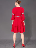 So Damn Impatient Embroidered Midi Dress Red