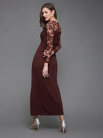 Flowers Bringing Cheer Lace Overlaid Dress Wine