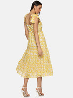 Floral Yellow Tie-up Dress