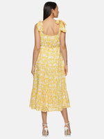 Floral Yellow Tie-up Dress