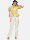 Floral Yellow Collared Peplum Top