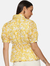 Floral Yellow Collared Peplum Top