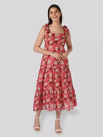 Floral Multicolor Tie-up Dress