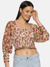 Floral Multicolor Smocked Crop Top