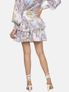 Vintage Print White Ruffle Mini Skirt