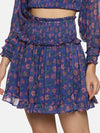 Floral Blue Smocked Mini Skirt