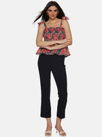 Floral Multicolor Tie-Up Peplum Top