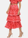 Floral Coral Tiered Skirt