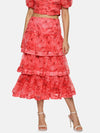 Floral Coral Tiered Skirt