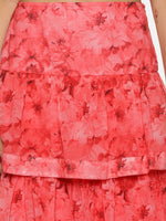 Floral Coral Tiered Skirt