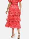 Floral Coral Tiered Skirt