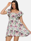 Floral Multicolor Back Tie-Up Mini Dress