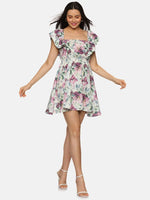 Floral Multicolor Back Tie-Up Mini Dress