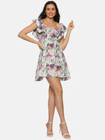 Floral Multicolor Back Tie-Up Mini Dress