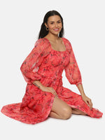 Floral Coral Button Down Midaxi Dress