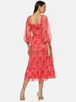 Floral Coral Button Down Midaxi Dress