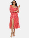 Floral Coral Button Down Midaxi Dress