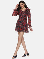 Floral Multicolor Ruffle Mini Dress