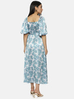 Floral Blue Wrap Midaxi Dress