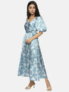 Floral Blue Wrap Midaxi Dress