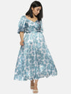 Floral Blue Wrap Midaxi Dress