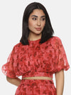 Floral Red Puffed Crop Top