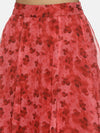 Floral Red Flared Midaxi Skirt